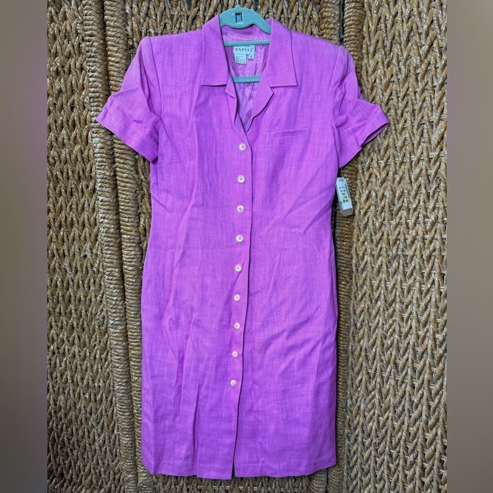 Vintage 60s Adrianna Papell Pink Button Up Dress New